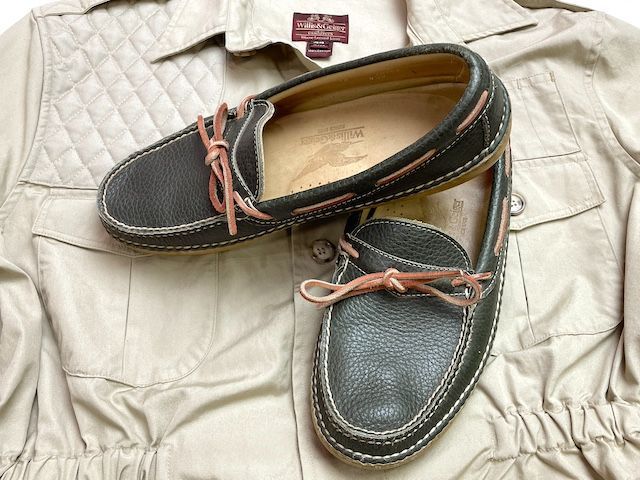 LANDS’ END時代初期 1990年代初期 アメリカ製 ビンテージ Willis - Geiger WG-F001 NAUTILUS MOCCASIN ノーティラスモカシン サイズ10 かなり小さめ エセックスグリーン