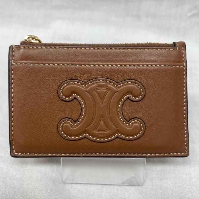 CELINE セリーヌ カードケース U IE 0225 ジップ カードホルダー コインケース キュイル トリオンフ スムース ラムスキン