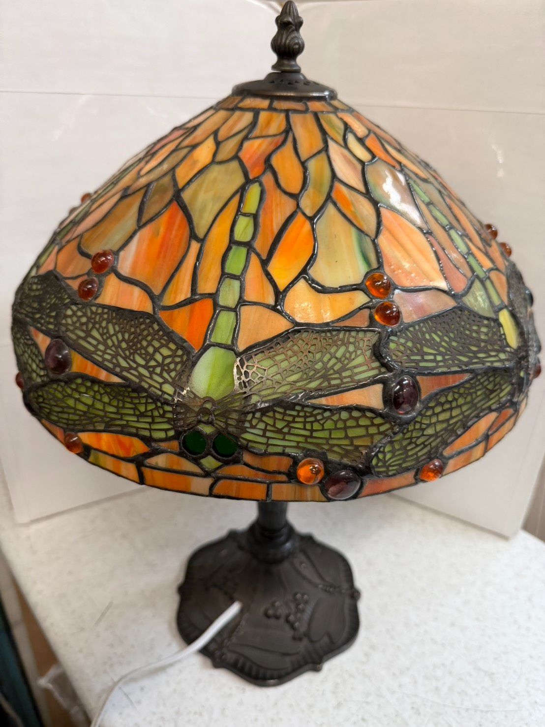 スタントライト ランプ アンティーク ヴィンテージライトトンボ ステンドグラス ガラス
