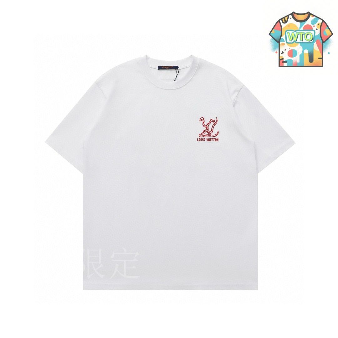 今日特価】Louis Vuitton 前後大刺繍ロゴ 丸首半袖 T ルイ