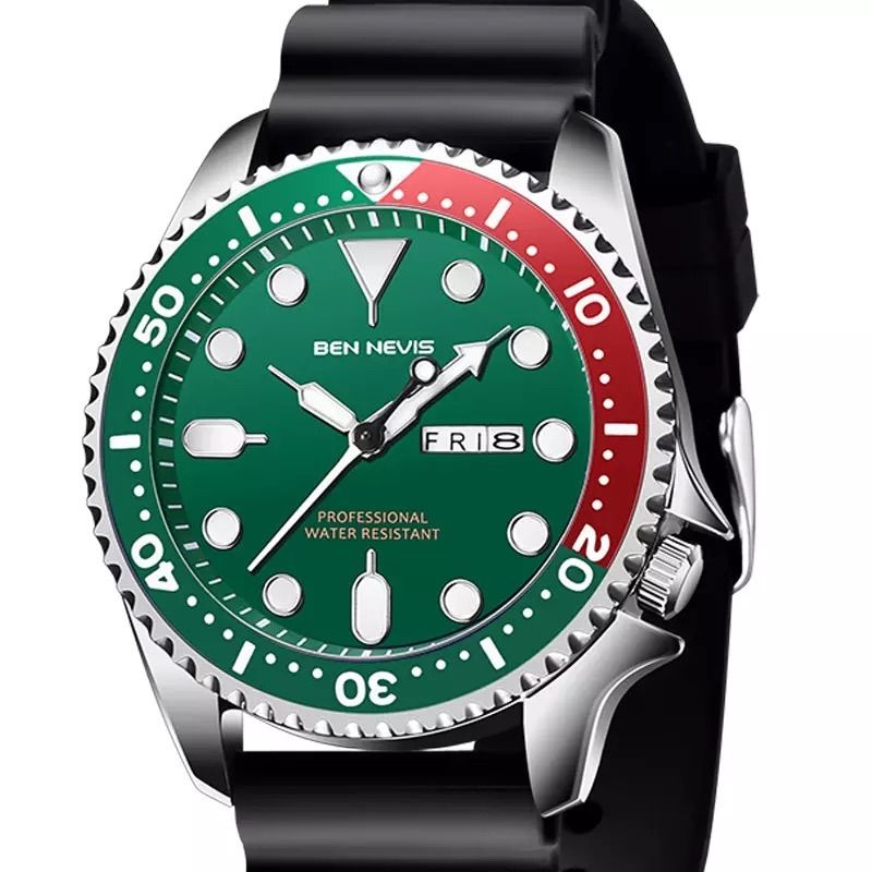 新品 BEN NEVIS ダイバータイプウォッチ グリーンシルバー メンズ腕時計