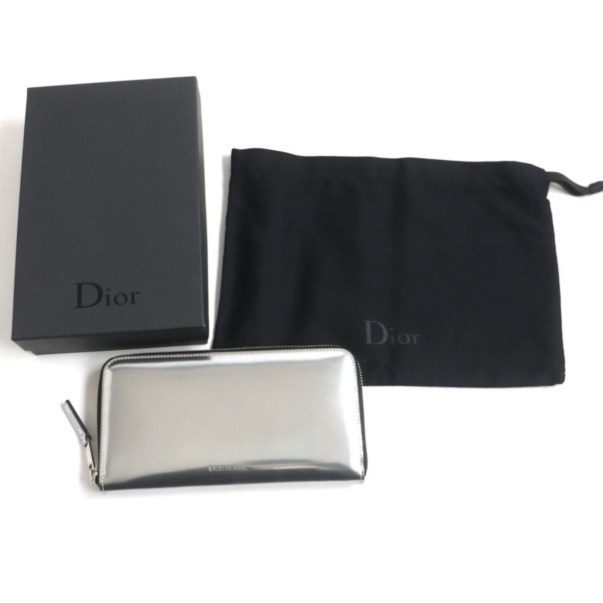 未使用品▽DIOR HOMME ディオールオム パテントレザー ラウンド 