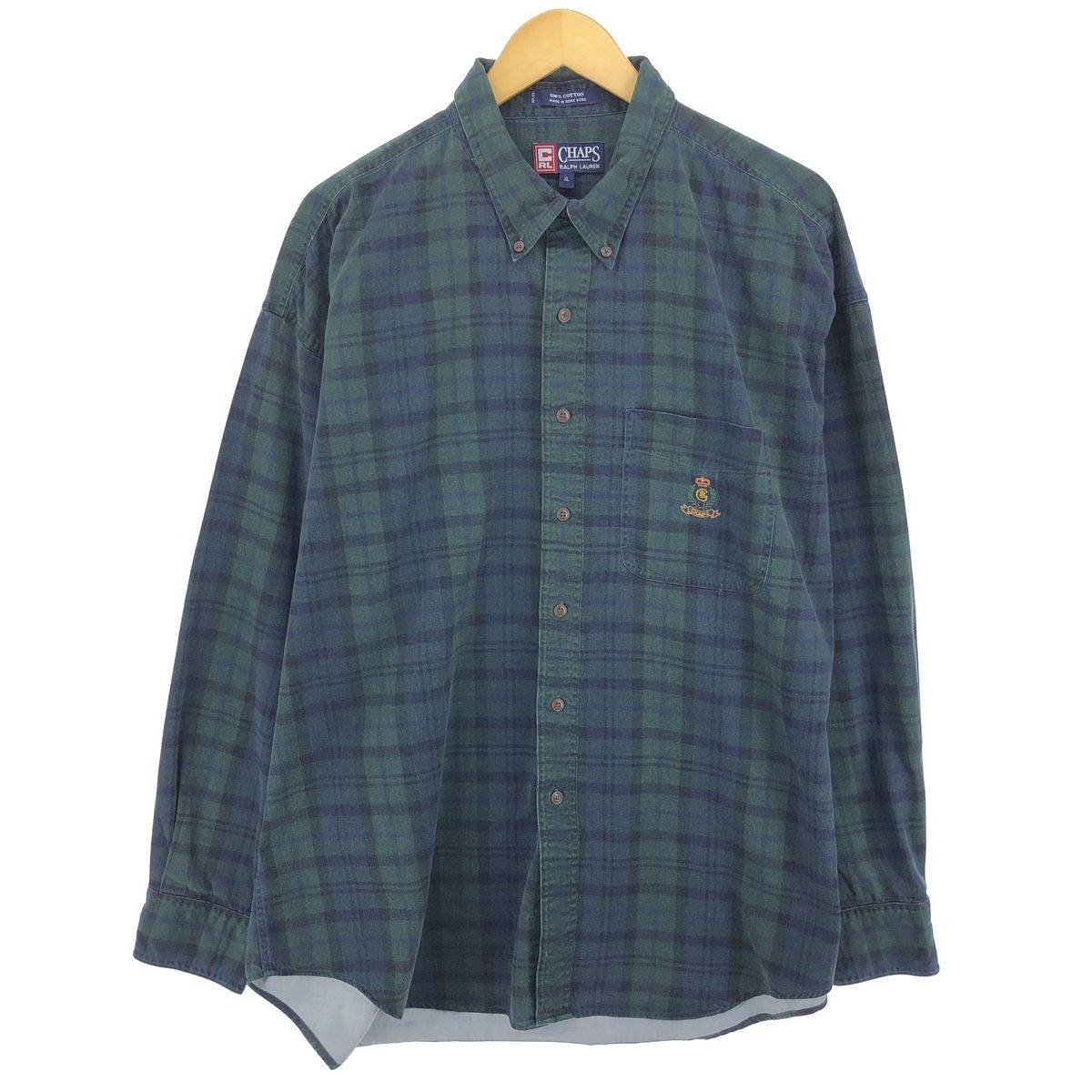 古着 90年代 ラルフローレン Ralph Lauren CHAPS チャップス ブラックウォッチチェック 長袖 ボタンダウンチェックシャツ/eaa467250