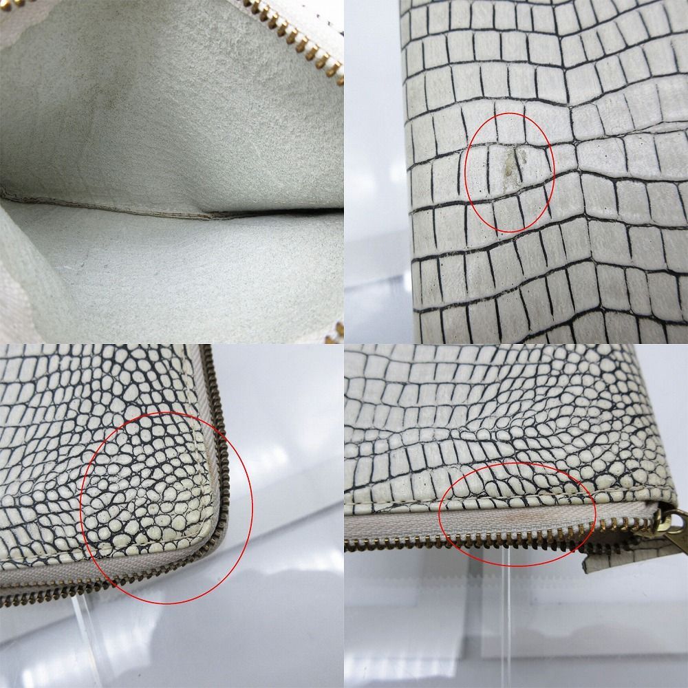 COMME des GARCONS クロコダイル風ポーチ ケース 白 COMMEdesGARCONS コムデギャルソン パスケース クロコダイル 長