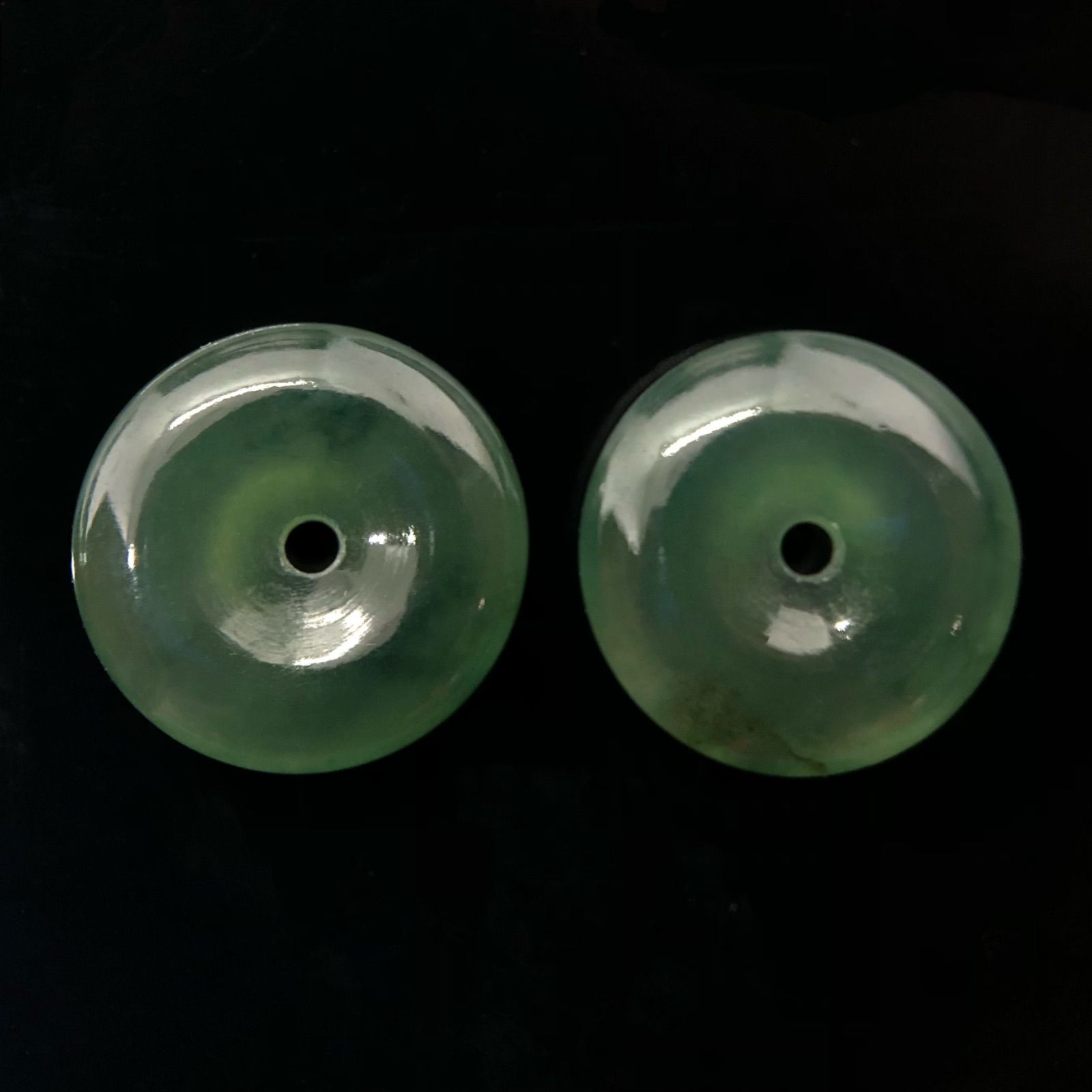 本翡翠 ミャンマー産 玉壁 (ペア for ピアス) 氷 3.25g 14.9mm