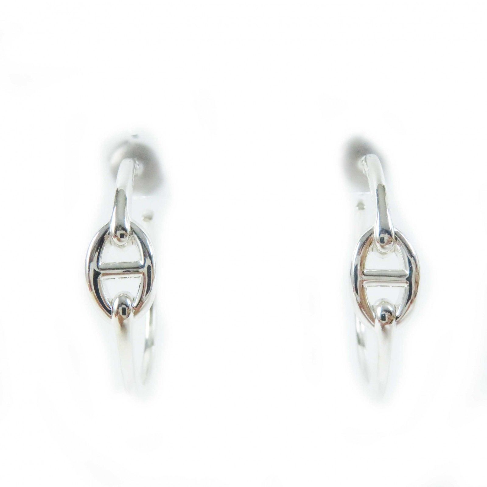 極美品◎HERMES エルメス シェーヌダンクル 両耳用 フープ ピアス  