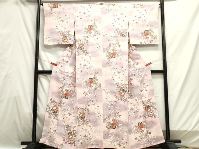 平和屋着物□上質な小紋 舞花文 鬼しぼ縮緬 正絹 逸品 DAAL6348fc