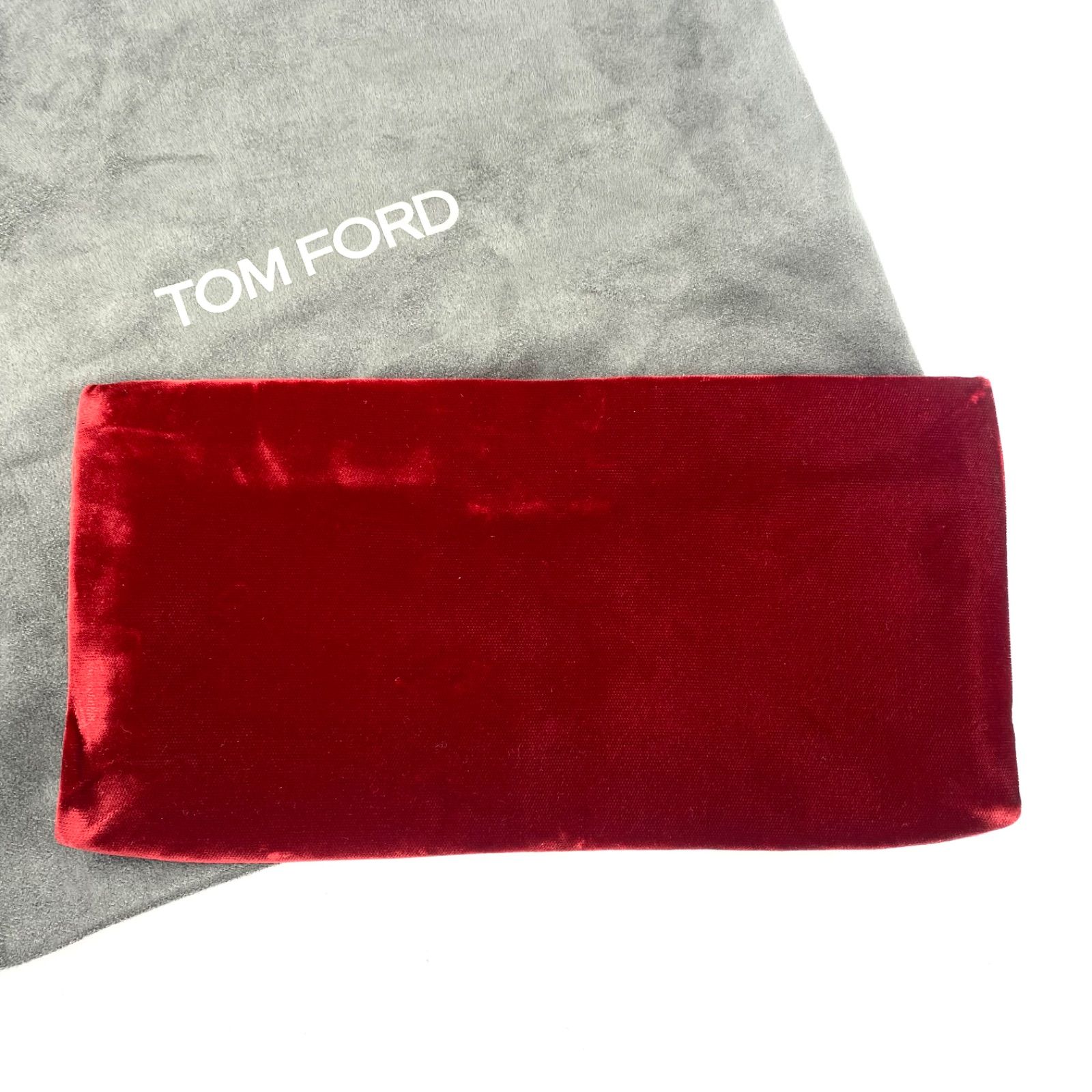 上品 TOM FORD トムフォード ベロア クラッチバッグ セカンドバッグ レッド ゴールド シリアル有