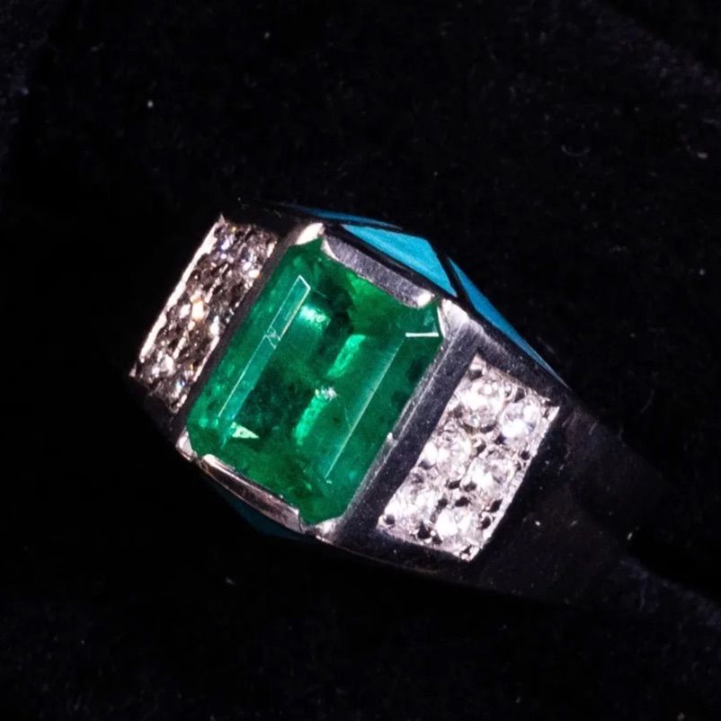 ターコイズ　リング ターコイズ エメラルド1.53ct ダイヤモンド0.25ct リング PT900