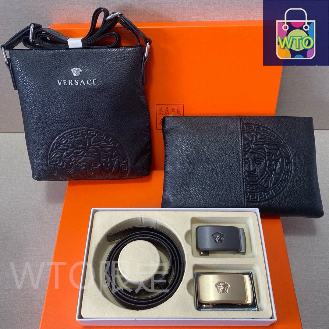 本日特価] ヴェルサーチ Versace 高級レザー ベルト＆バッグ