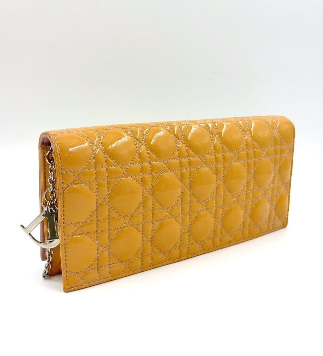 Christian Dior カナージュ 2way エナメルレザー イエロー ボディバッグ シルバー