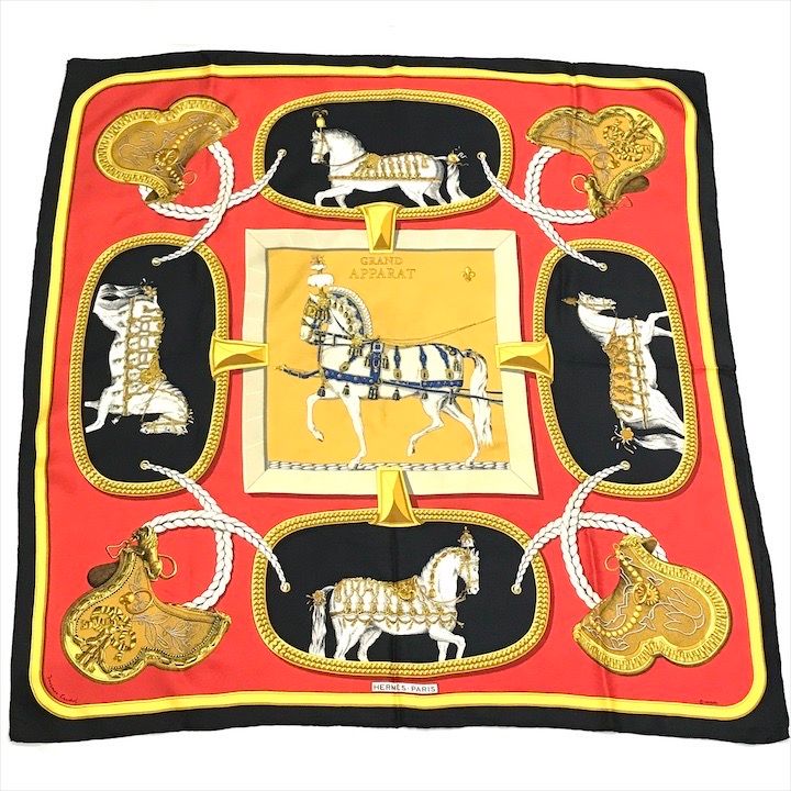 人気品/美品】エルメス HERMES 馬 カレ 90 スカーフ 大判 シルク 希少