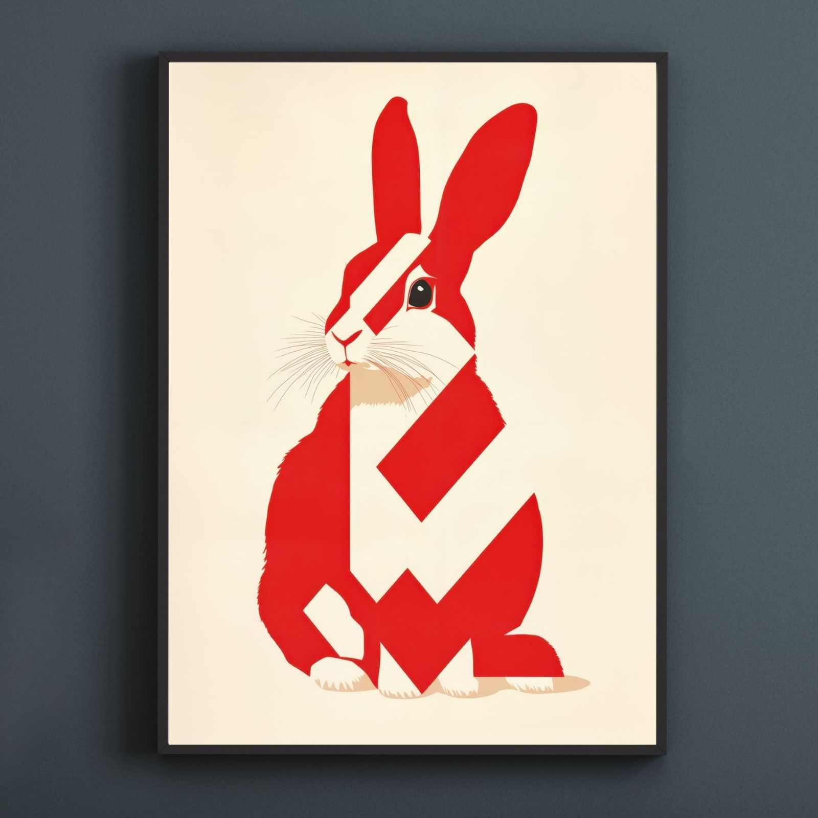 Red Passion - ネザーランド ドワーフ ラビット No.3 うさぎ ウサギ 兎 うさぎの絵 うさぎのイラスト ミニマリスト ミニマリズム シンプル インテリアアート ペットロス 記念日 アートポスター ギフト プレゼント