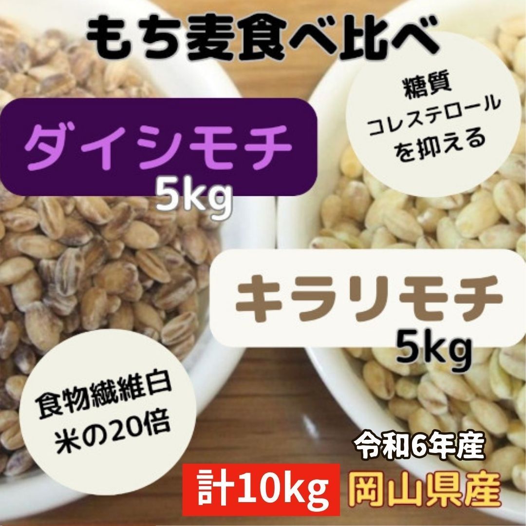 もち麦２種食べ比べセット10kg（キラリモチ＆ダイシモチ）岡山県産