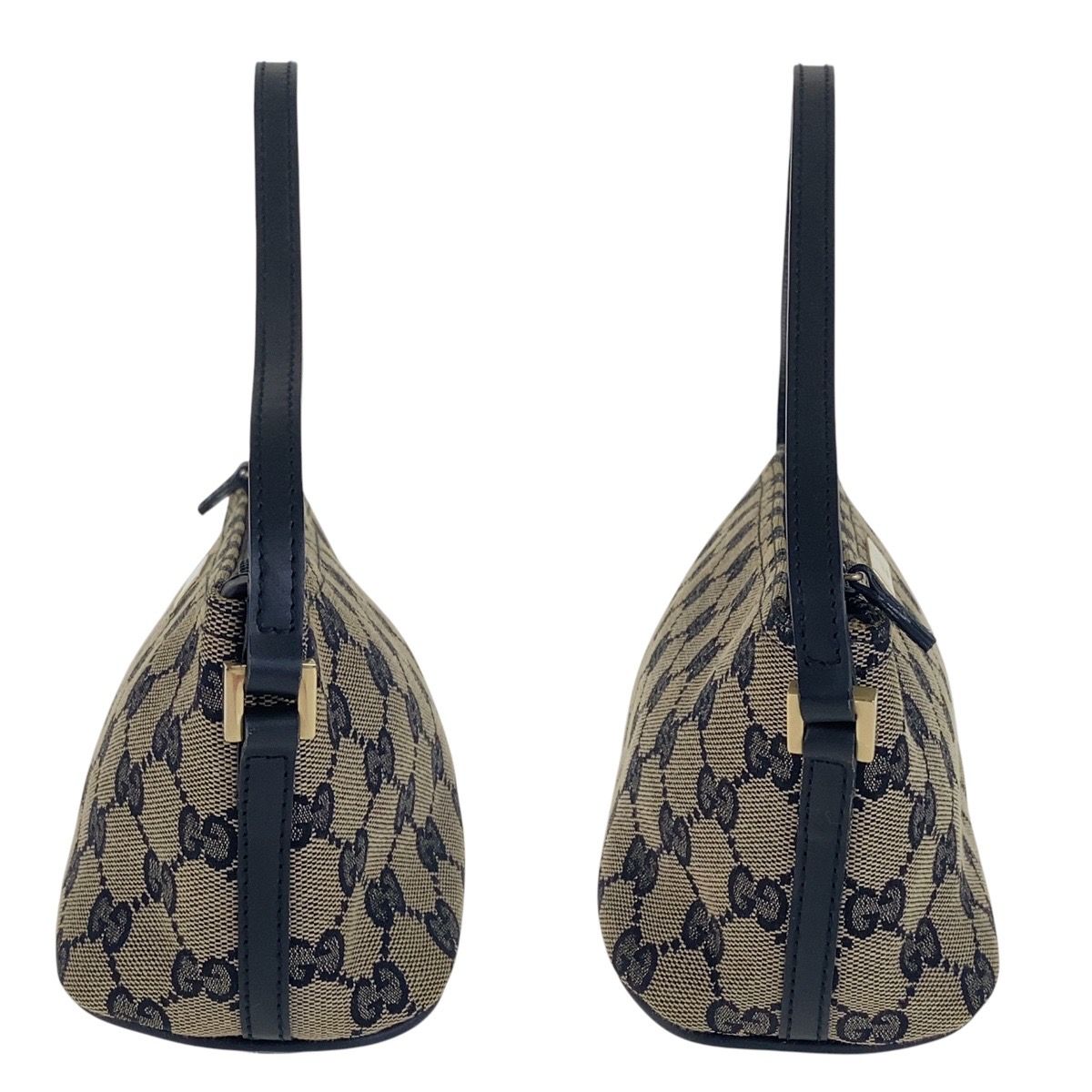 美品 GUCCI グッチ ブラック ゴールド金具 GGキャンバス/レザー
