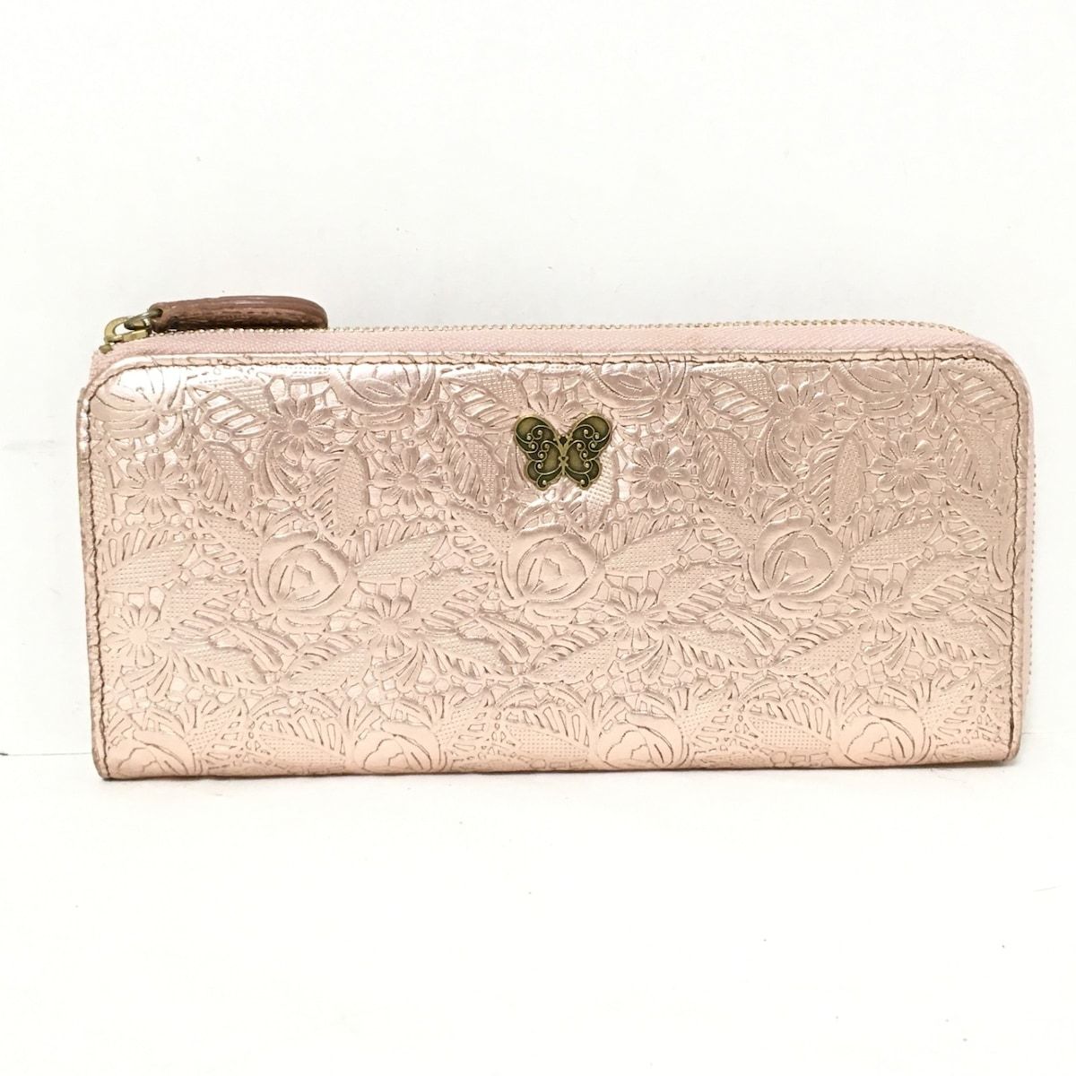 ANNA SUI(アナスイ) 長財布 - ゴールド フラワー(花) レザー