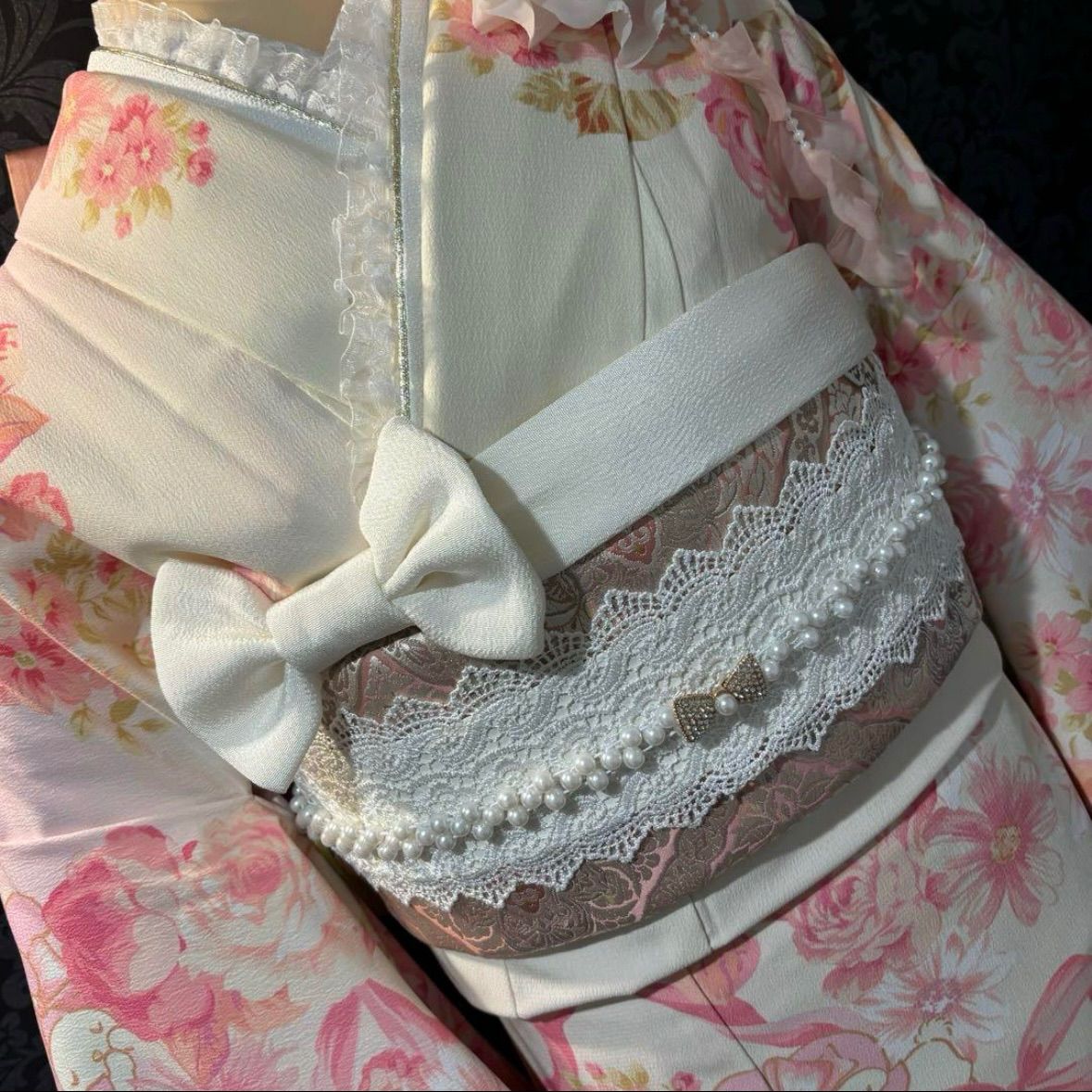 美品　マイメロ　希少　花模様　淡色　逸品　振袖　フルセット 振り袖 美品 マイメロ 希少 花模様 淡色 逸品 振袖 フルセット 振り袖