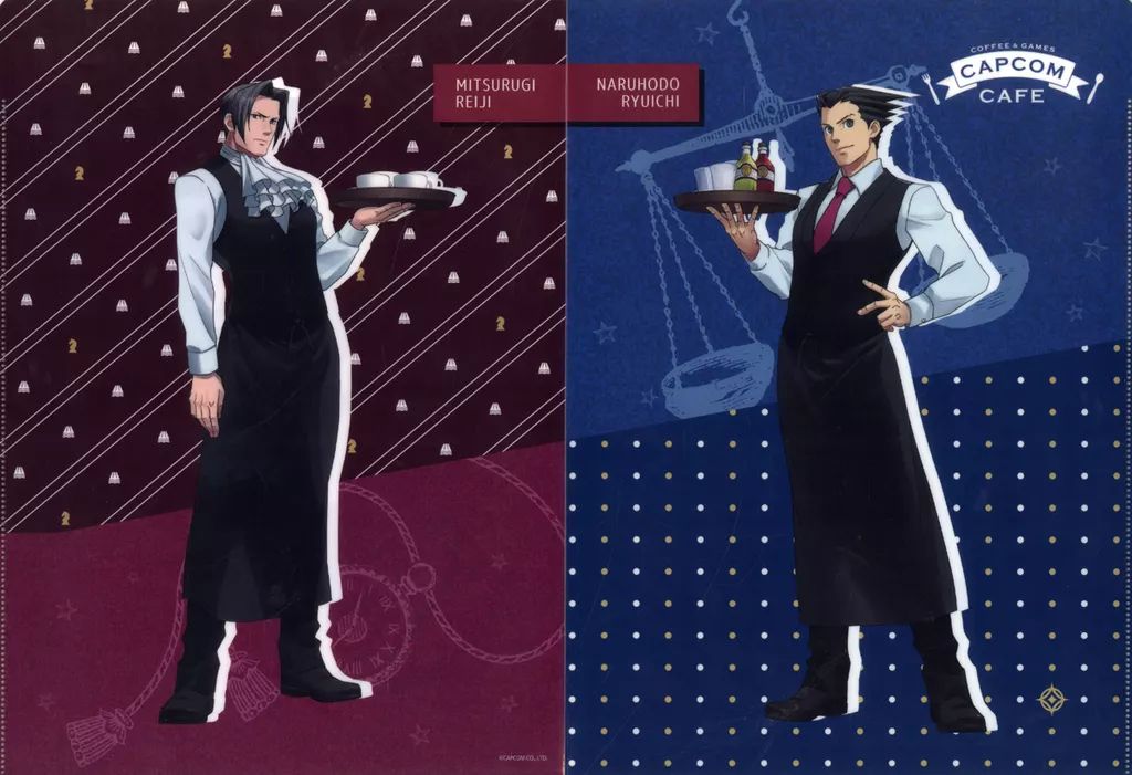 クリアファイル 成歩堂龍一＆御剣怜侍 Wポケットクリアファイル CAPCOM CAFE×逆転裁判シリーズ