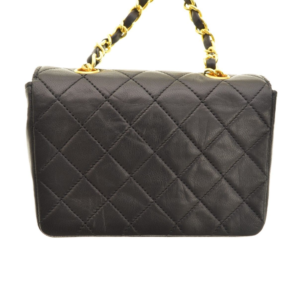 シャネル ミニ マトラッセ ラムスキン チェーン ショルダーバッグ黒ヴィンテージ CHANEL】シャネル ミニチェーンショルダー ショルダーバッグ