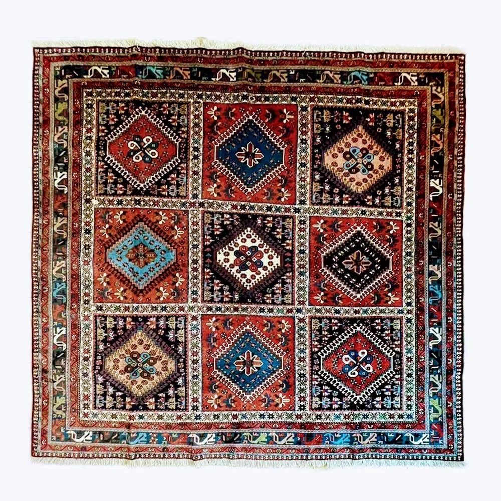 ペルシャ絨毯 ヤラメ産 アンティーク調 カラフル ウール オールシーズン トライバルラグ サイズ 191×200cm ya-g2b