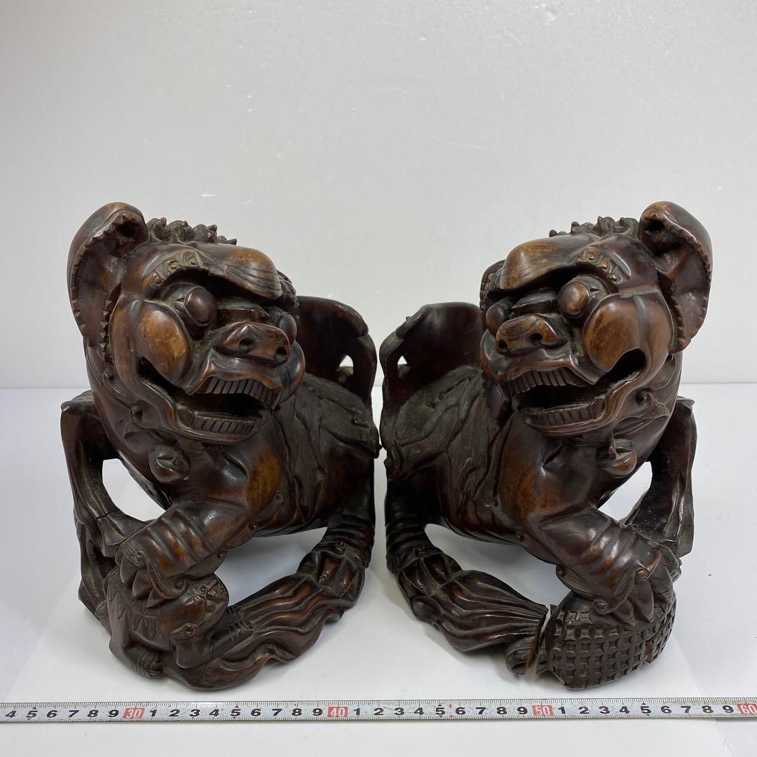 木彫 獅子一対