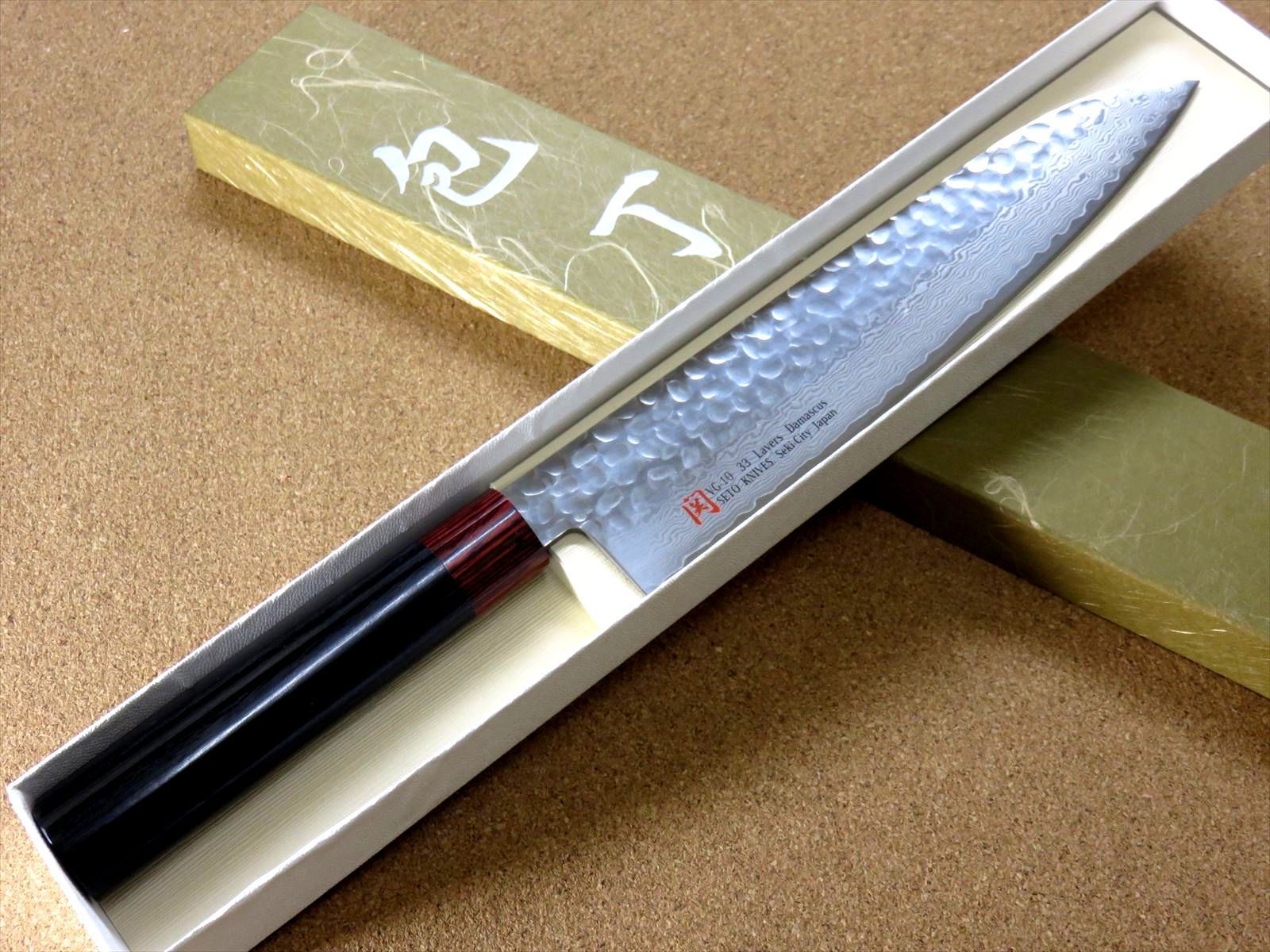 包丁 牛刀 21cm (210mm) 伊勢屋 ダマスカス 33層 V金10号 鍛錬