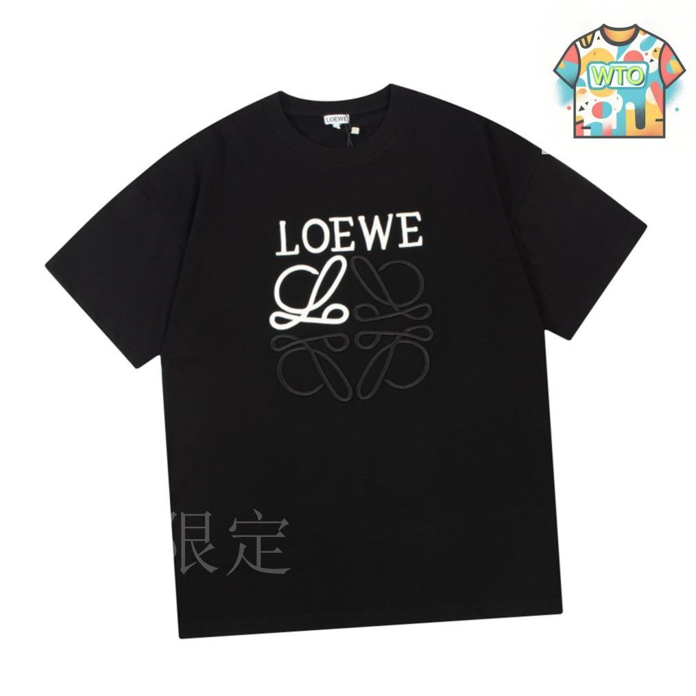今日特価】Loewe 25ss カラーブロック刺繍ロゴ T シャツ-1