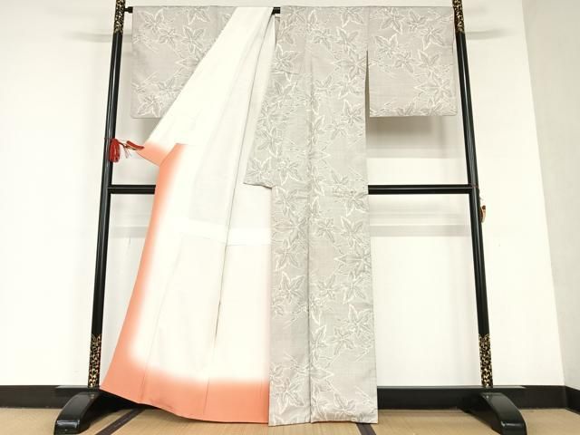 平和屋着物○本場大島紬 白大島 7マルキ 舞花文 正絹 逸品 AAAT0637zg