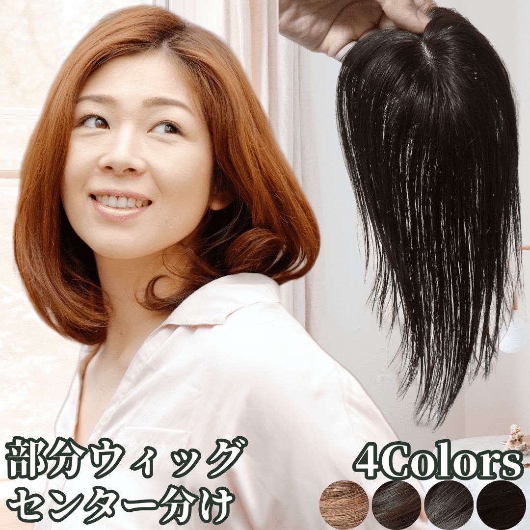 人毛100% ストレート サラサラ セミロング ウィッグ かつら LV42 人毛
