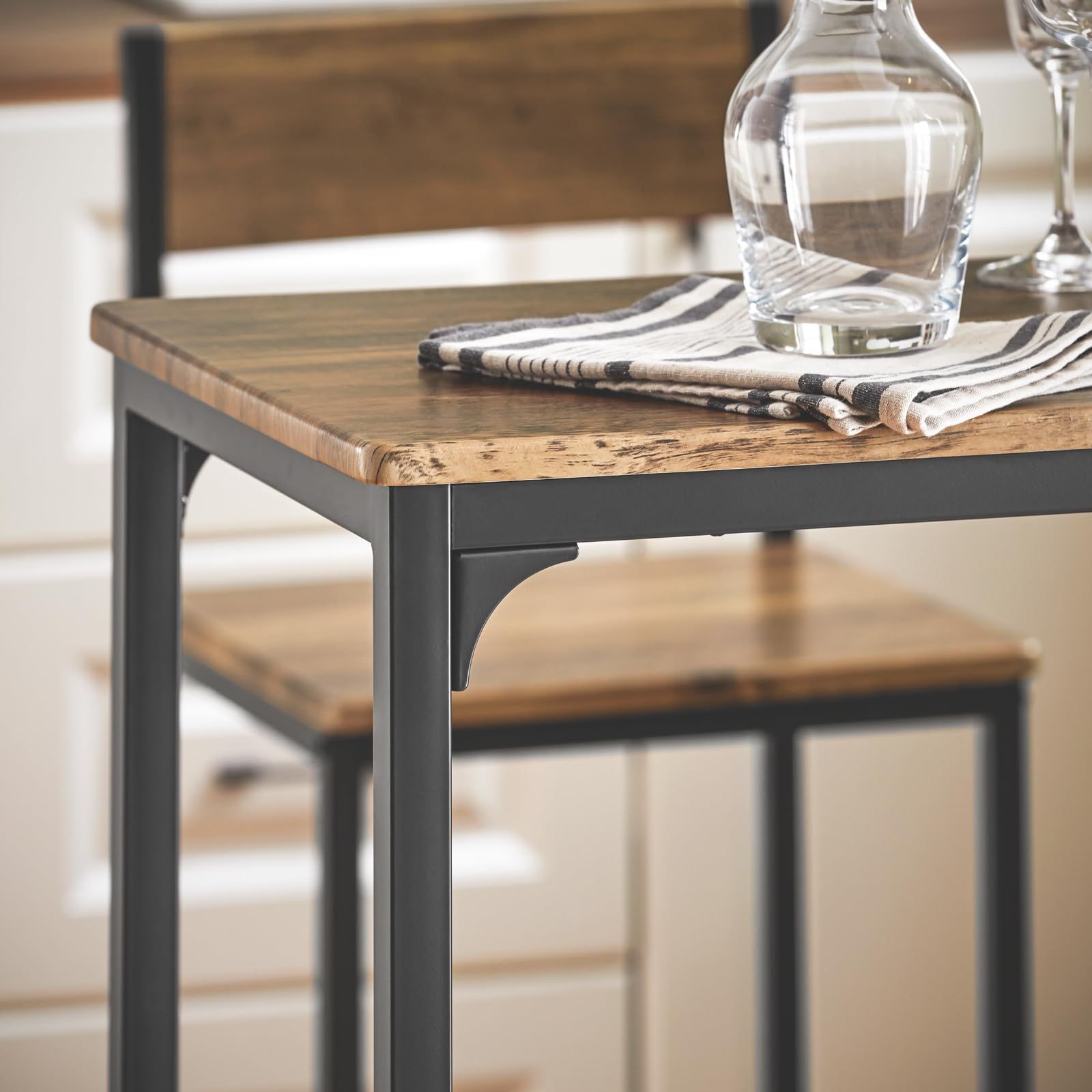 SoBuy カウンターテーブル チェア 3点セット 木目調 バーカウンター ダイニングテーブル 幅89×奥行き45×高さ100cm ハイテーブル バーテーブル PCデスク ヴィンテージ ダイニングセット キッチンカウンター OGT03-XL