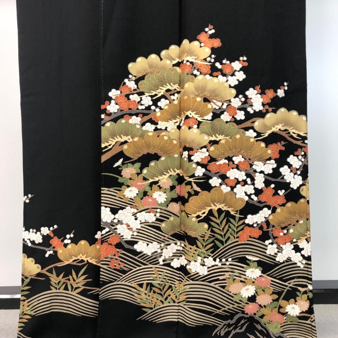 黒留袖 松 梅 花松模様に波柄 金彩 トールサイズ K-4849 - メルカリ