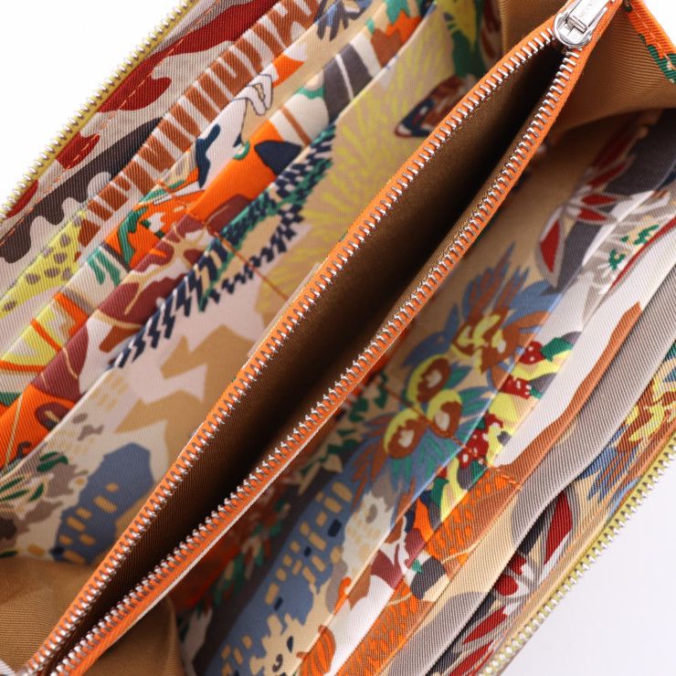 HERMES エルメス  アザップロング シルクイン 長財布 - エバーカラー   ライム シルバー金具  ラウンドファスナー B刻印 イエロー系 【本物保証】 HERMES エルメス アザップロング シルクイン 長財布 - エバーカラー
