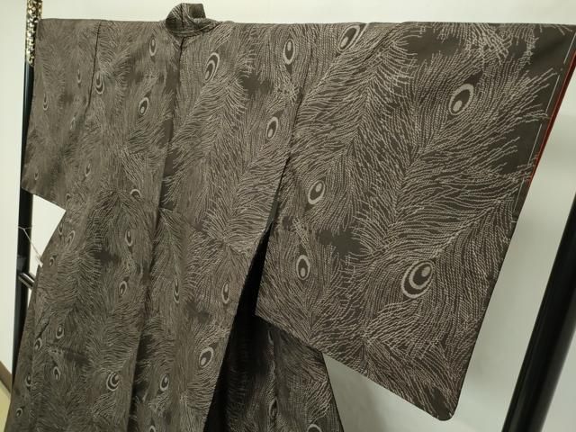 平和屋本店□極上 本場大島紬 9マルキ 孔雀羽文 逸品 未使用