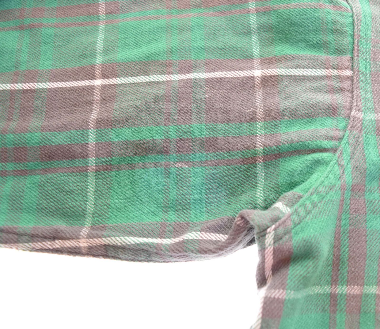 50s 60s sears マチ付き ネルシャツ 15½ グリーン シアーズ Sears ROEBUCK 50s ネルシャツ マチ付き 皿ボタン 50's