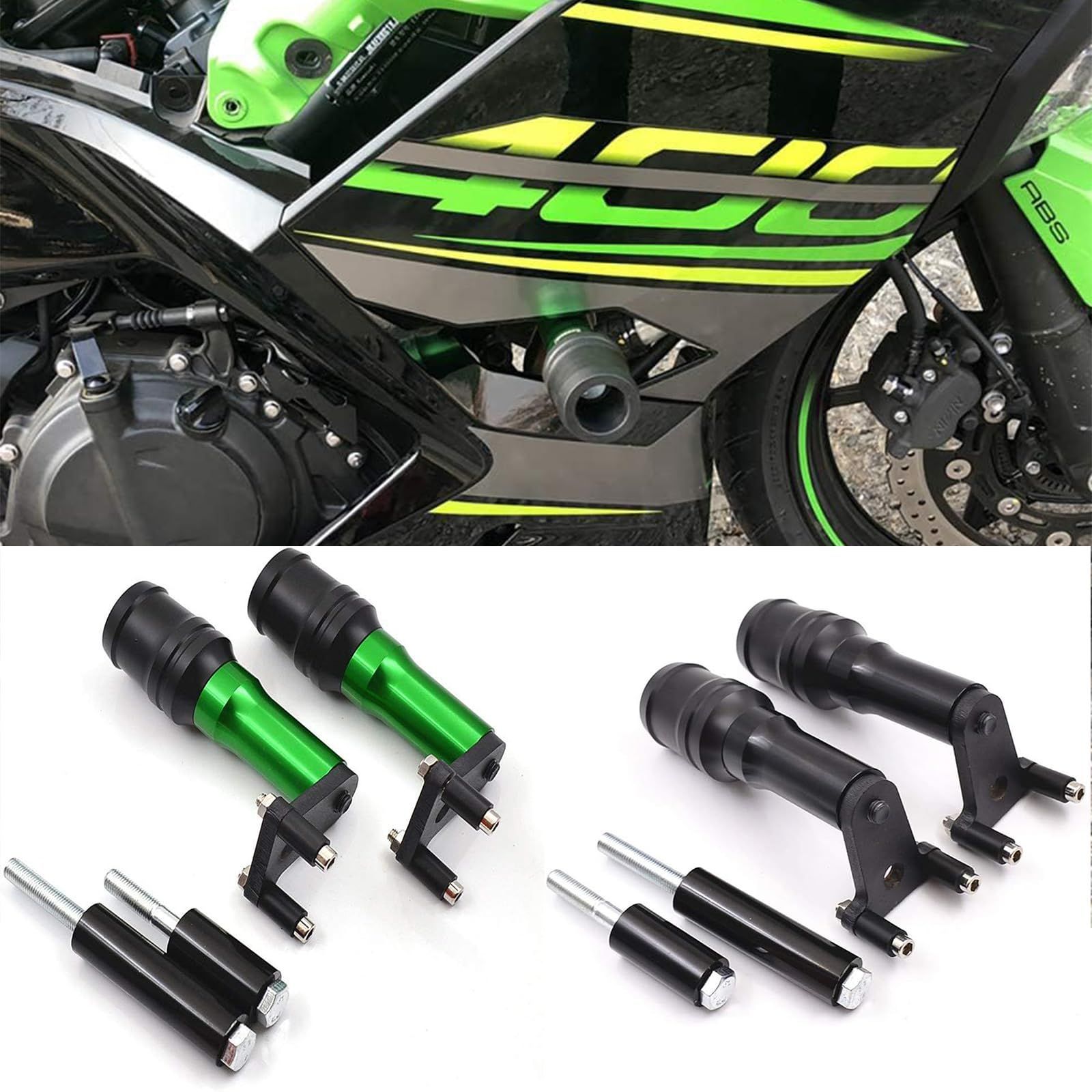 Ninja400 Ninja250 2018- Z250 Z400 2018-2022 CNC加工 エンジンスライダー 緑