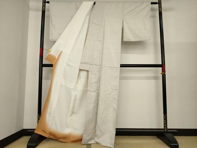 大sale⭐上品な白紬⭐巾着⭐飛び柄 平和屋着物○本場大島紬 白大島 亀甲絣 正絹 逸品 未使用