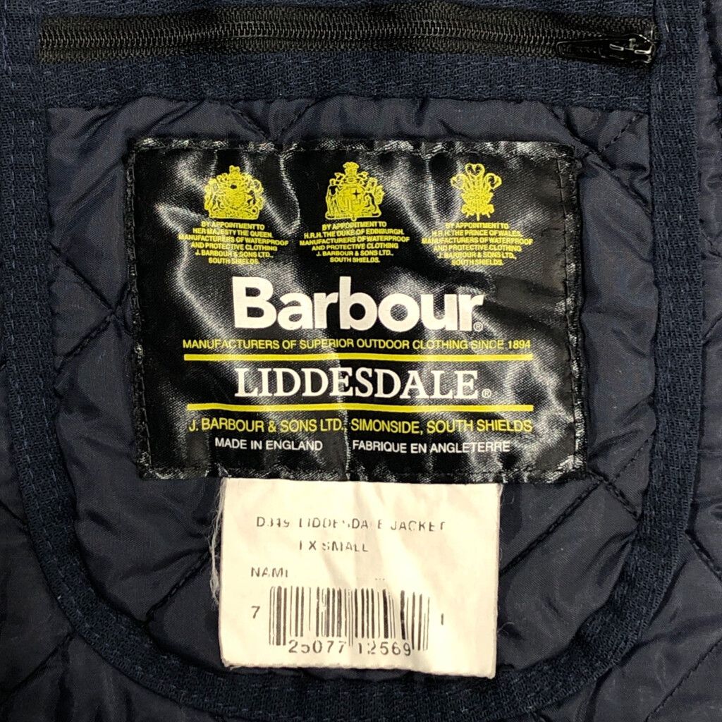 90年代 イングランド製 Barbour バブアー LIDDESDALE リッズデイル キルティングジャケット ネイビー メンズ XS 古着 V6327 KANDAIZUMI_COM