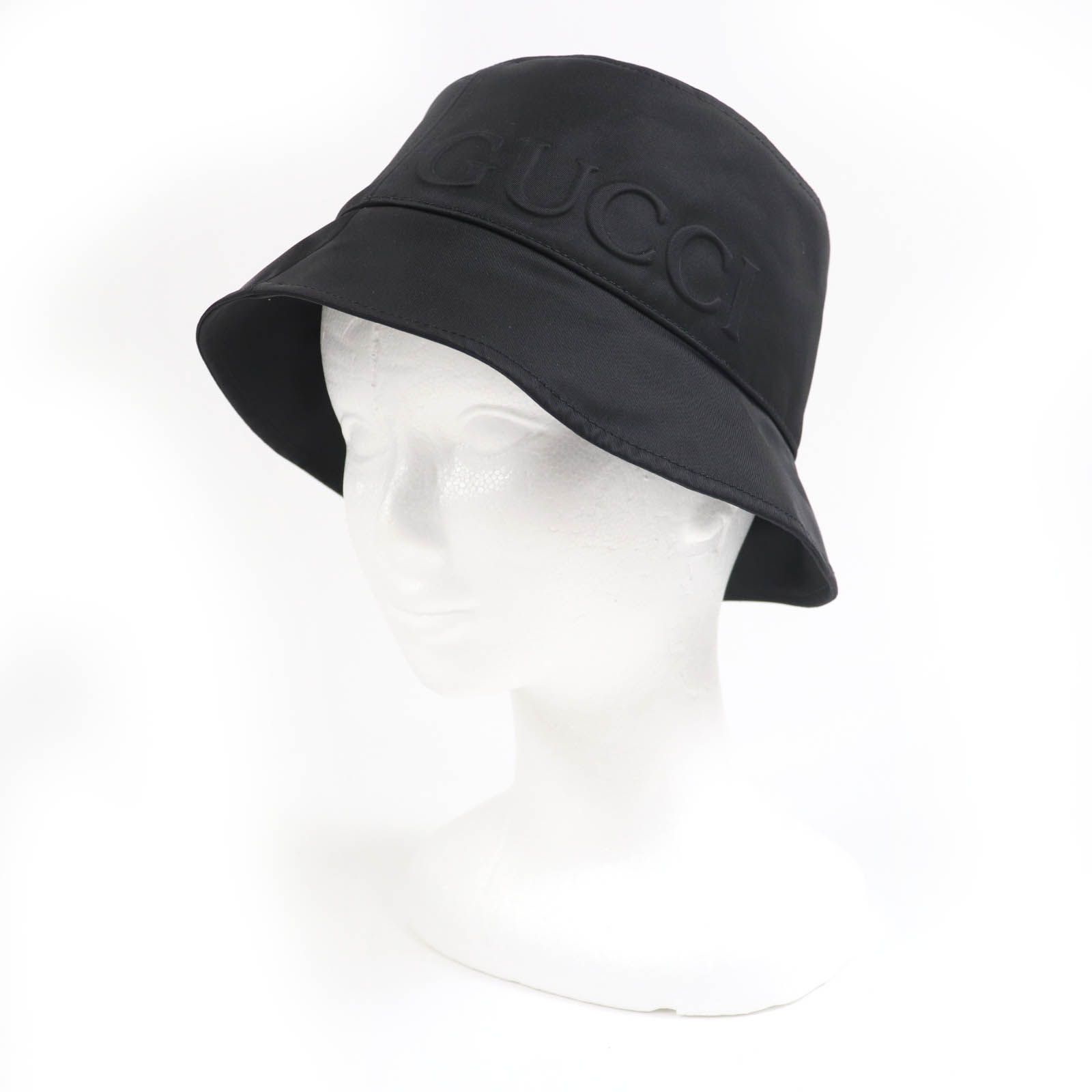 ♥品 GUCCI グッチ 25SS 813534 ロゴ入り バケットハット ハット ブラック L 保存袋付き イタリア製 正規品 レディース