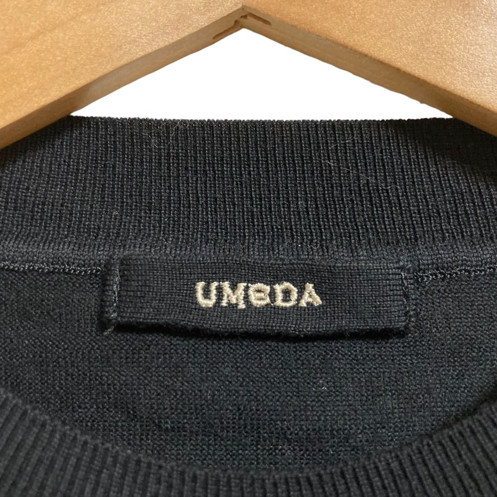 美品 23AW UMEDA ウメダニット SUPER HIGH GAUGE CREW NECK PULL OVER クルーネック カットソー セーター Sサイズ ブラック レディース 古着 中古 美品 23AW UMEDA ウメダニット SUPER HIGH GAUGE CREW NECK PULL