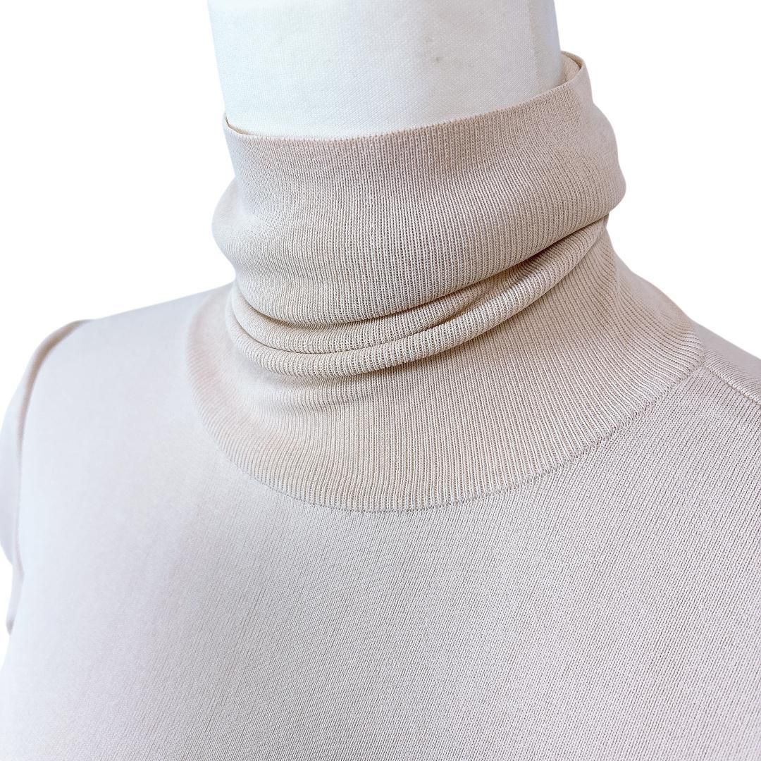  フォクシー ハイネック半袖ニット タートルネック 38 ライトベージュ 半袖 ニット セーター