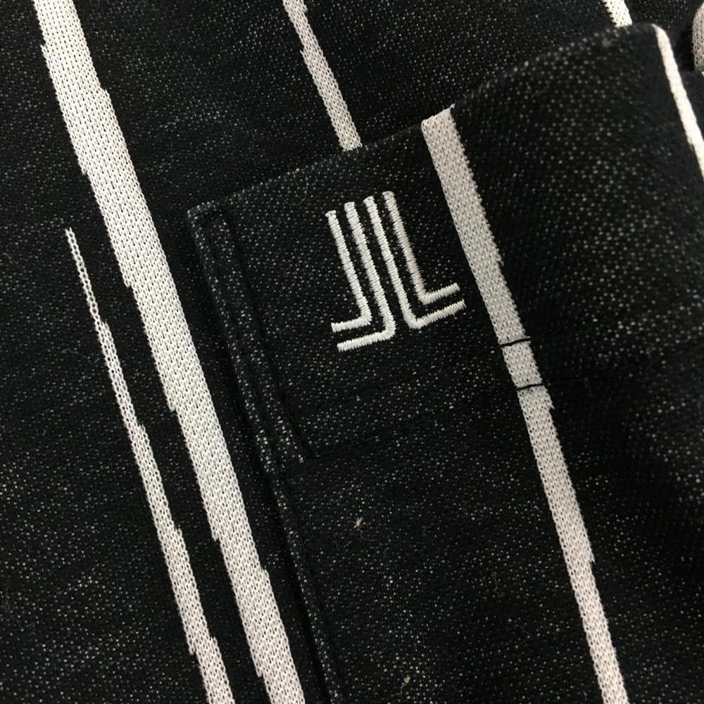 美品】ランバンスポール 長袖ポロシャツ 黒×白 縦ライン メンズ 美品】ランバンスポール 長袖ポロシャツ 黒×白 縦ライン メンズ