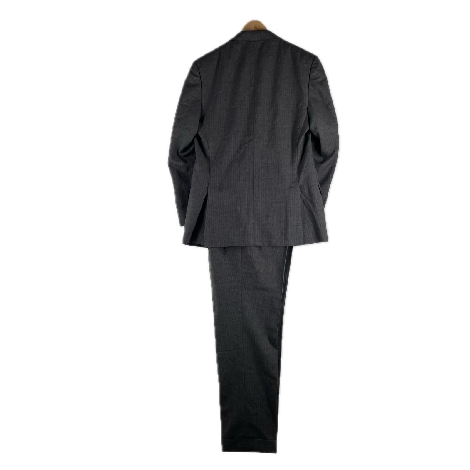 極美品 エルメネジルドゼニア セットアップスーツ グレー L ウール ストライプ 極美品 Ermenegildo Zegna エルメネジルド ゼニア ストライプ