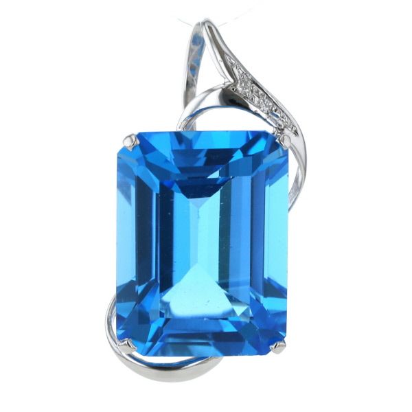 K18WG ホワイトゴールド ネックレストップ ブルートパーズ28.13ct 