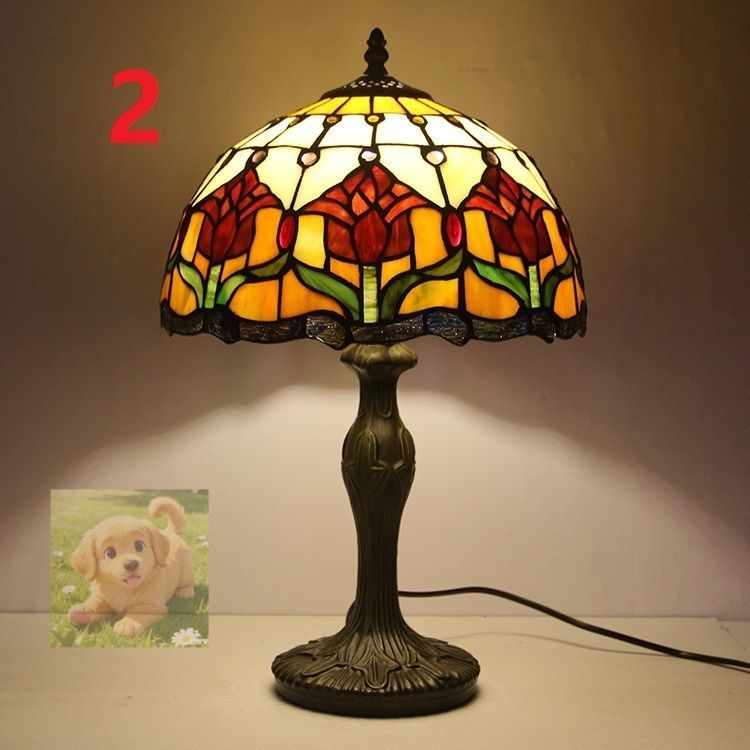 ステンドグラス アンティーク ステンドランプ花柄 レトロな雰囲気がおしゃれ 照明 リビング デスクライト