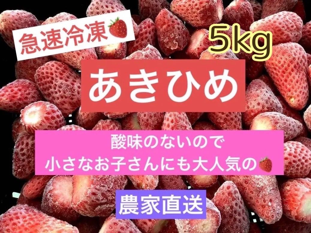 新いちご令和8年度産《農家直送》冷凍いちご「章姫あきひめ」5kg