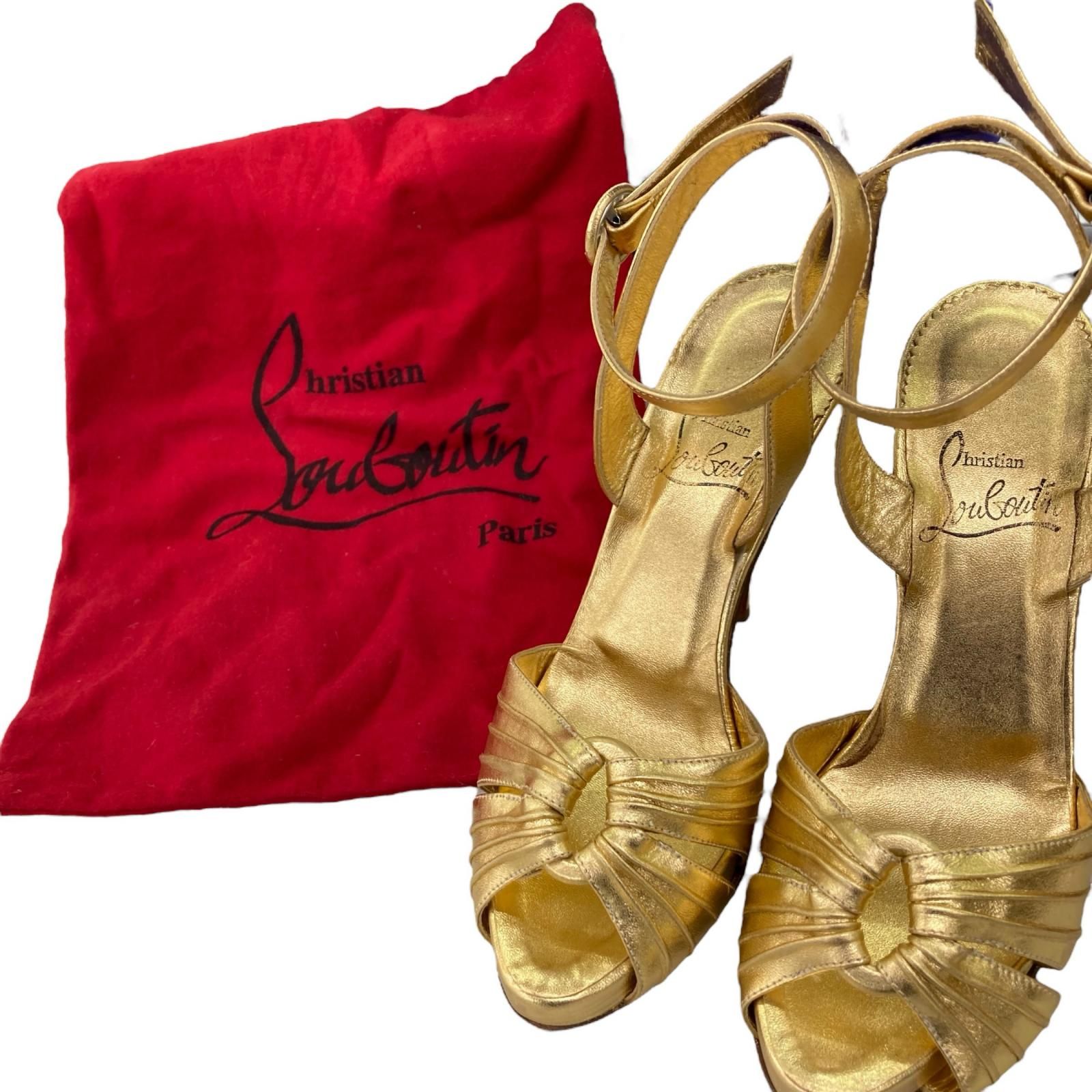 186005 Christian Louboutin クリスチャンルブタン ハイヒール 36 ゴールド