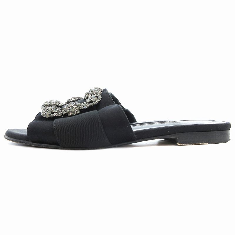 専用※サンダル　ハンギシ36 1/2 マノロブラニク Manolo Blahnik(マノロブラニク) ハンギシビジュー付き フラット