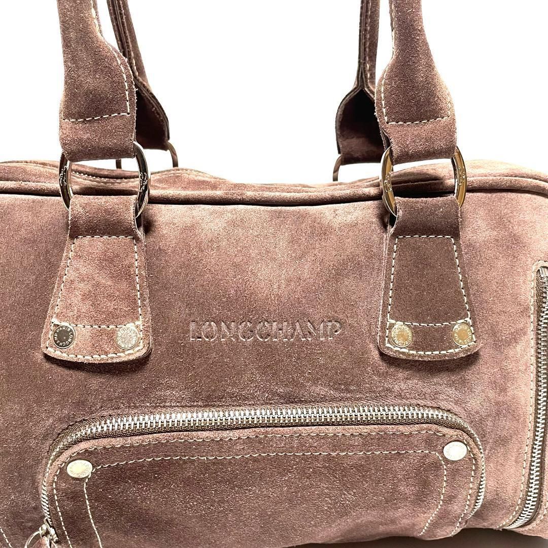 ロンシャン 肩掛けバッグ ハンドバッグ 長方形 ロゴ ファスナー シルバー ブラウン パープル 床革 LONGCHAMP - メルカリ