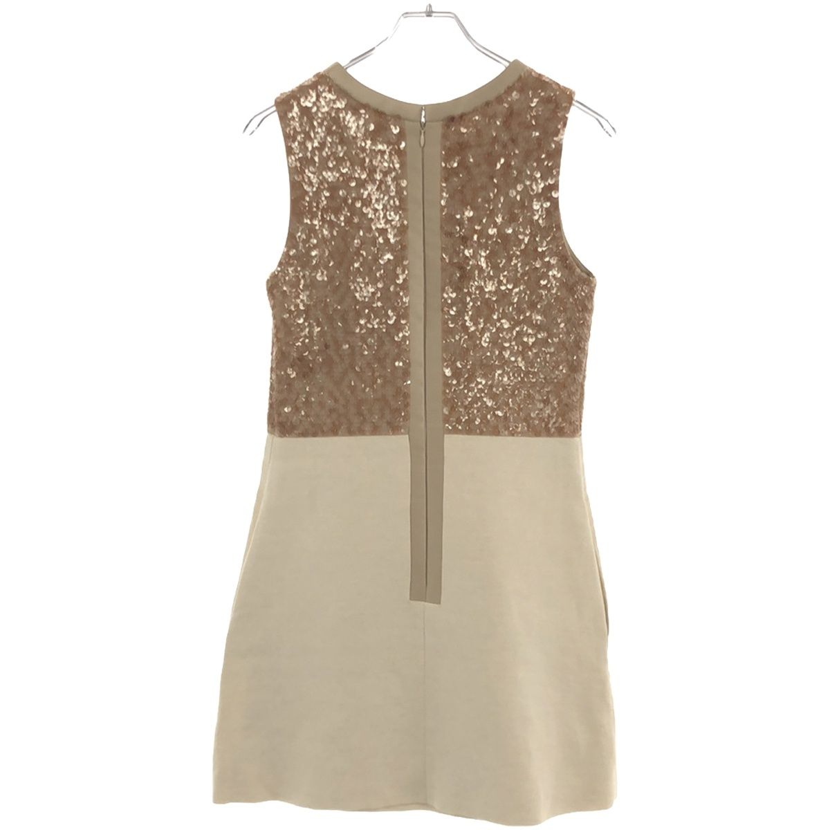 Chloe クロエ スパンコール ノースリーブワンピース ベージュ 36