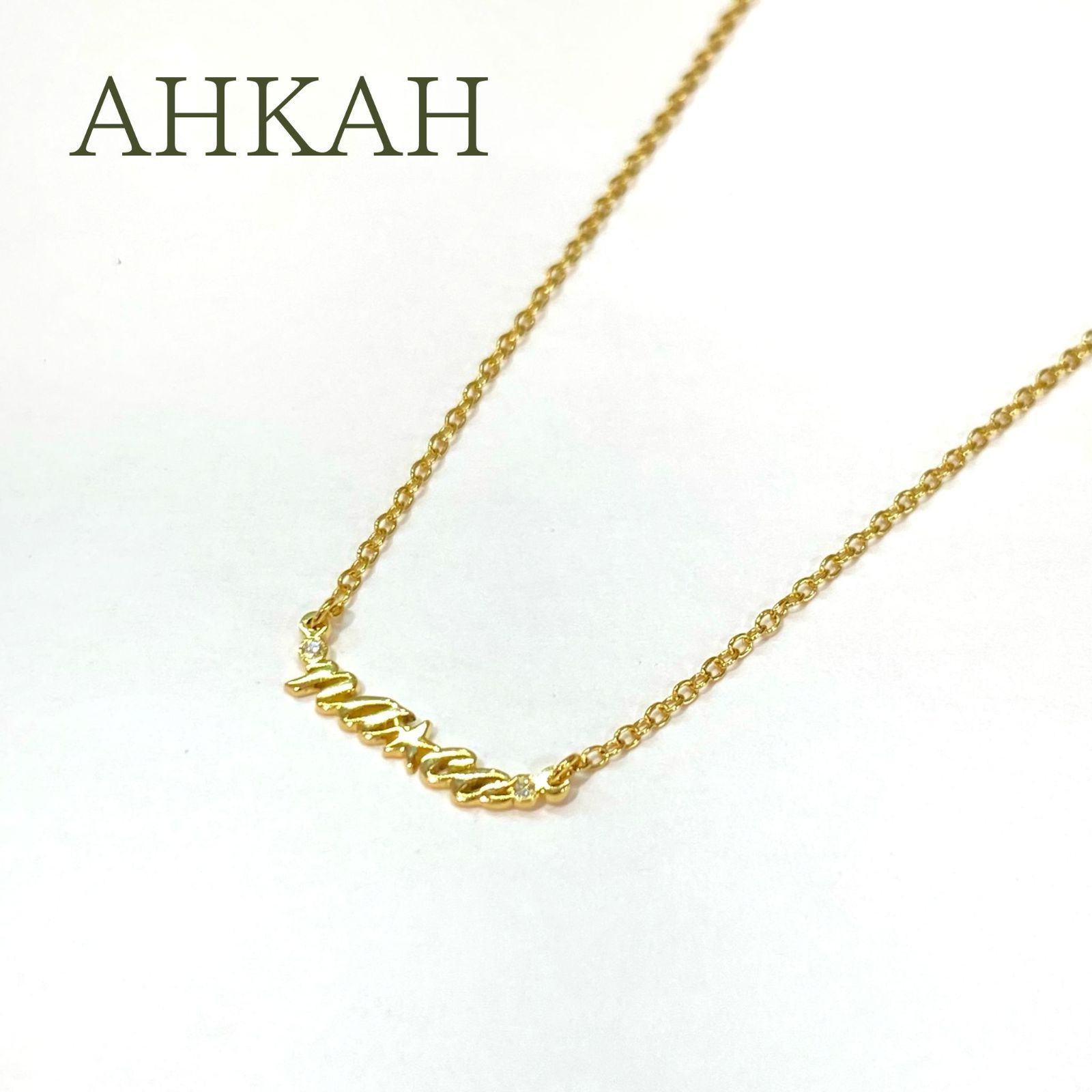 美品?AHKAH アーカー K18 ダイヤモンド 0.01ct ネックレス ジュエリー 